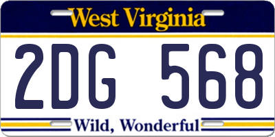 WV license plate 2DG568