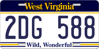 WV license plate 2DG588