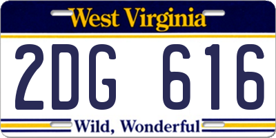 WV license plate 2DG616