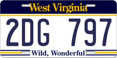 WV license plate 2DG797