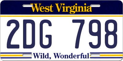 WV license plate 2DG798