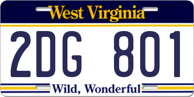 WV license plate 2DG801
