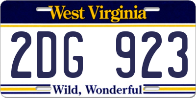WV license plate 2DG923