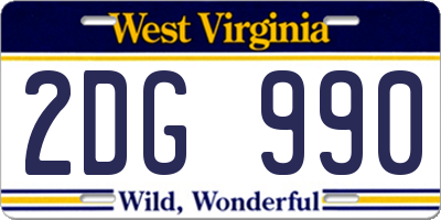 WV license plate 2DG990
