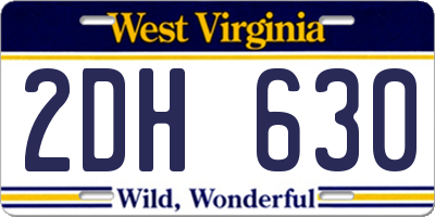 WV license plate 2DH630