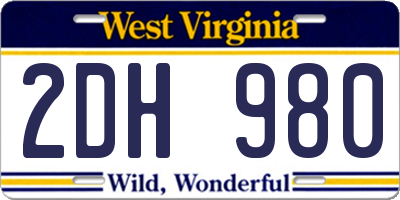 WV license plate 2DH980