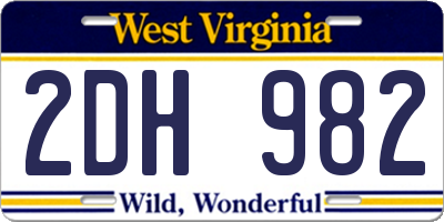 WV license plate 2DH982