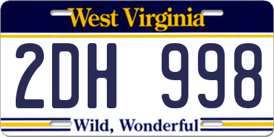 WV license plate 2DH998