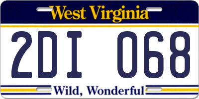 WV license plate 2DI068