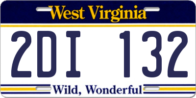 WV license plate 2DI132