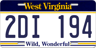 WV license plate 2DI194