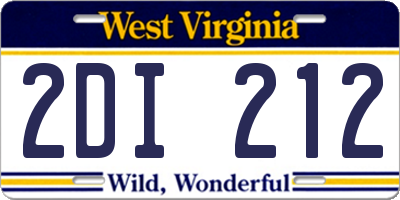 WV license plate 2DI212