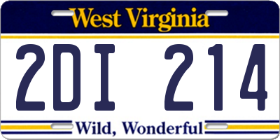 WV license plate 2DI214