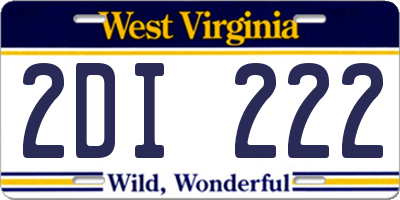 WV license plate 2DI222