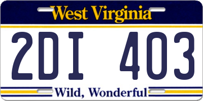 WV license plate 2DI403