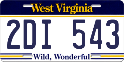 WV license plate 2DI543