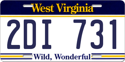 WV license plate 2DI731