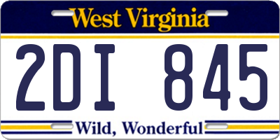 WV license plate 2DI845