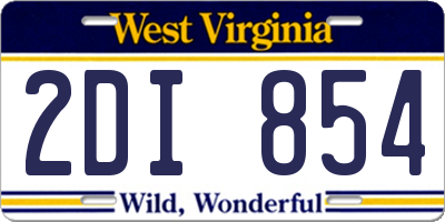 WV license plate 2DI854