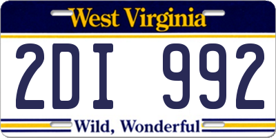 WV license plate 2DI992