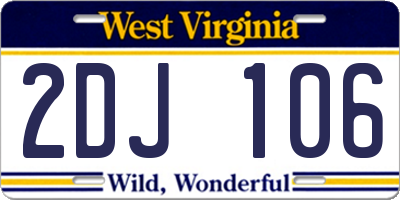 WV license plate 2DJ106