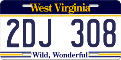WV license plate 2DJ308