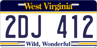 WV license plate 2DJ412