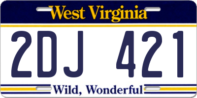 WV license plate 2DJ421