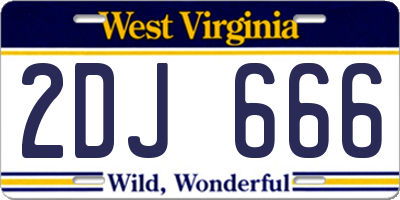 WV license plate 2DJ666