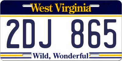 WV license plate 2DJ865
