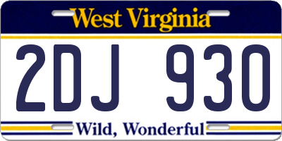 WV license plate 2DJ930