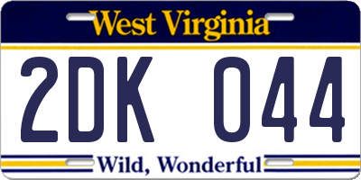 WV license plate 2DK044