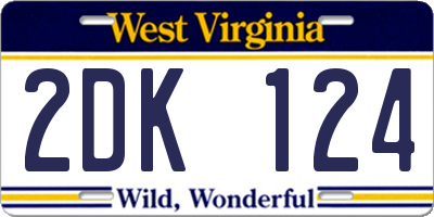 WV license plate 2DK124