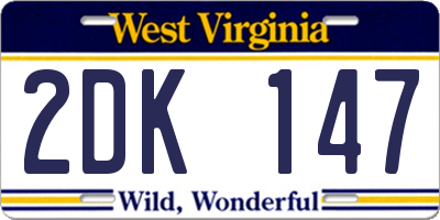 WV license plate 2DK147