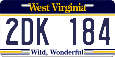 WV license plate 2DK184