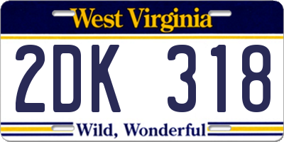 WV license plate 2DK318