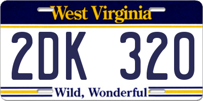 WV license plate 2DK320
