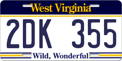 WV license plate 2DK355