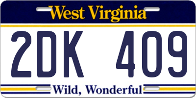 WV license plate 2DK409