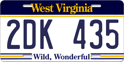 WV license plate 2DK435