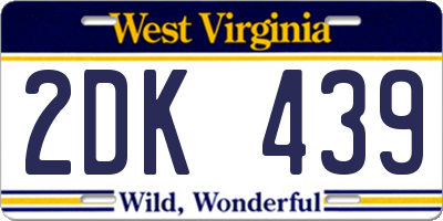 WV license plate 2DK439