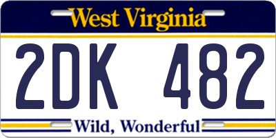 WV license plate 2DK482