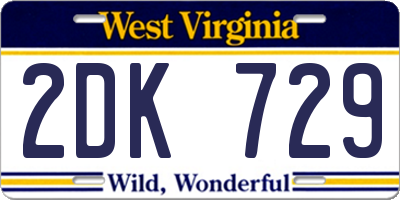WV license plate 2DK729