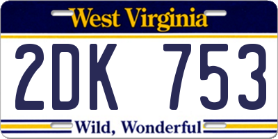 WV license plate 2DK753