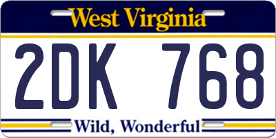 WV license plate 2DK768