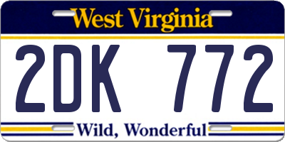 WV license plate 2DK772
