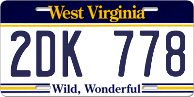 WV license plate 2DK778