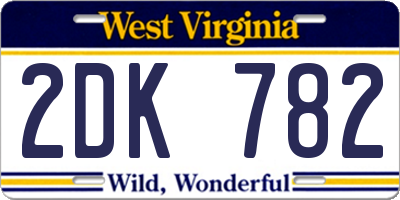 WV license plate 2DK782