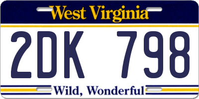 WV license plate 2DK798