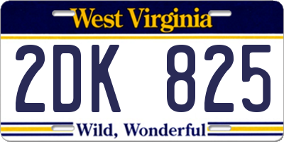 WV license plate 2DK825